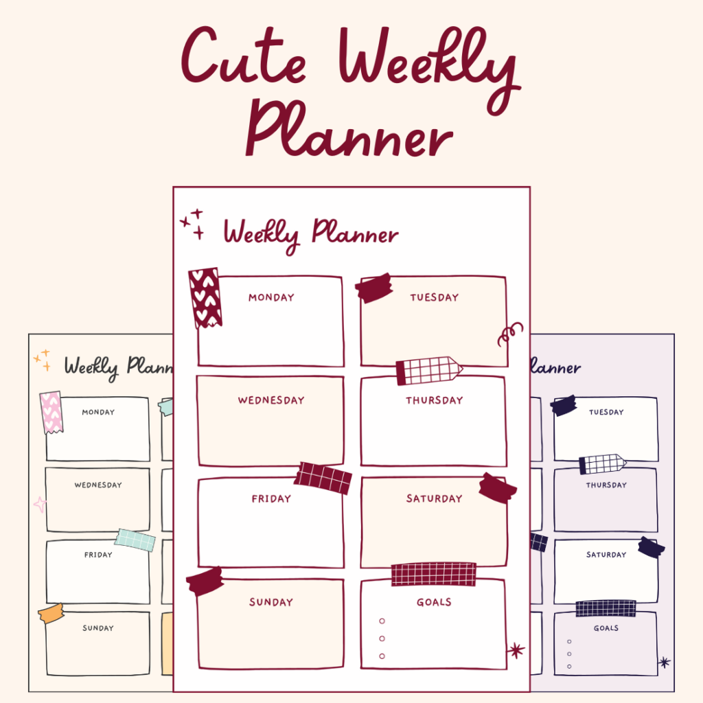Cute Weekly Planner - MasterBundles