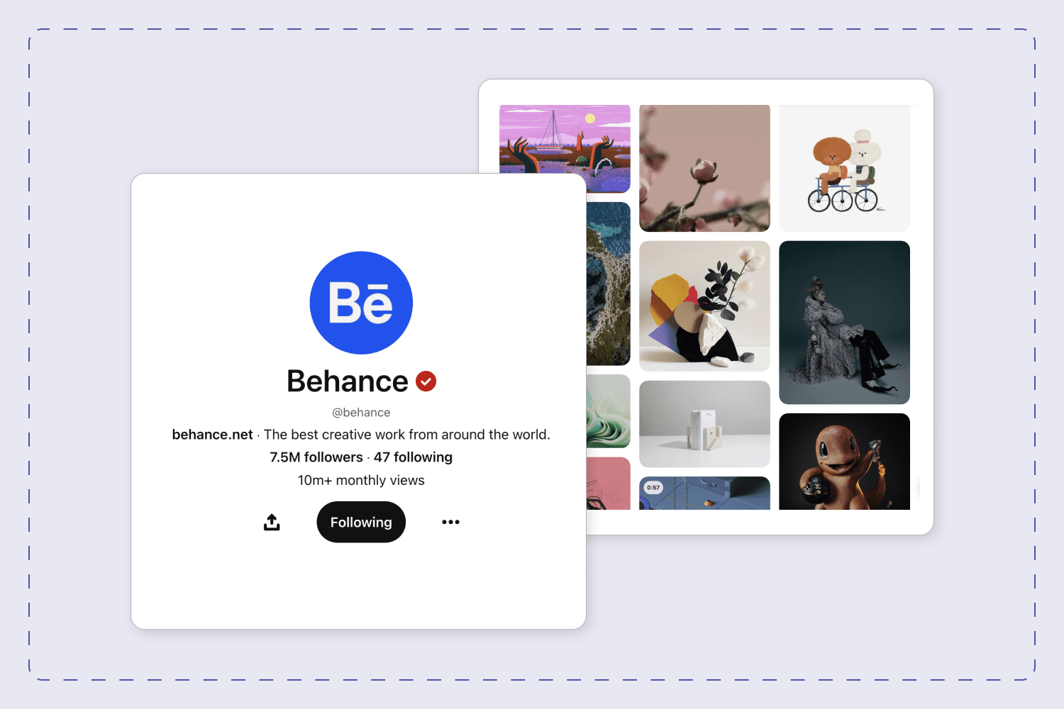 Collage of Behance account pages on Pinterest.