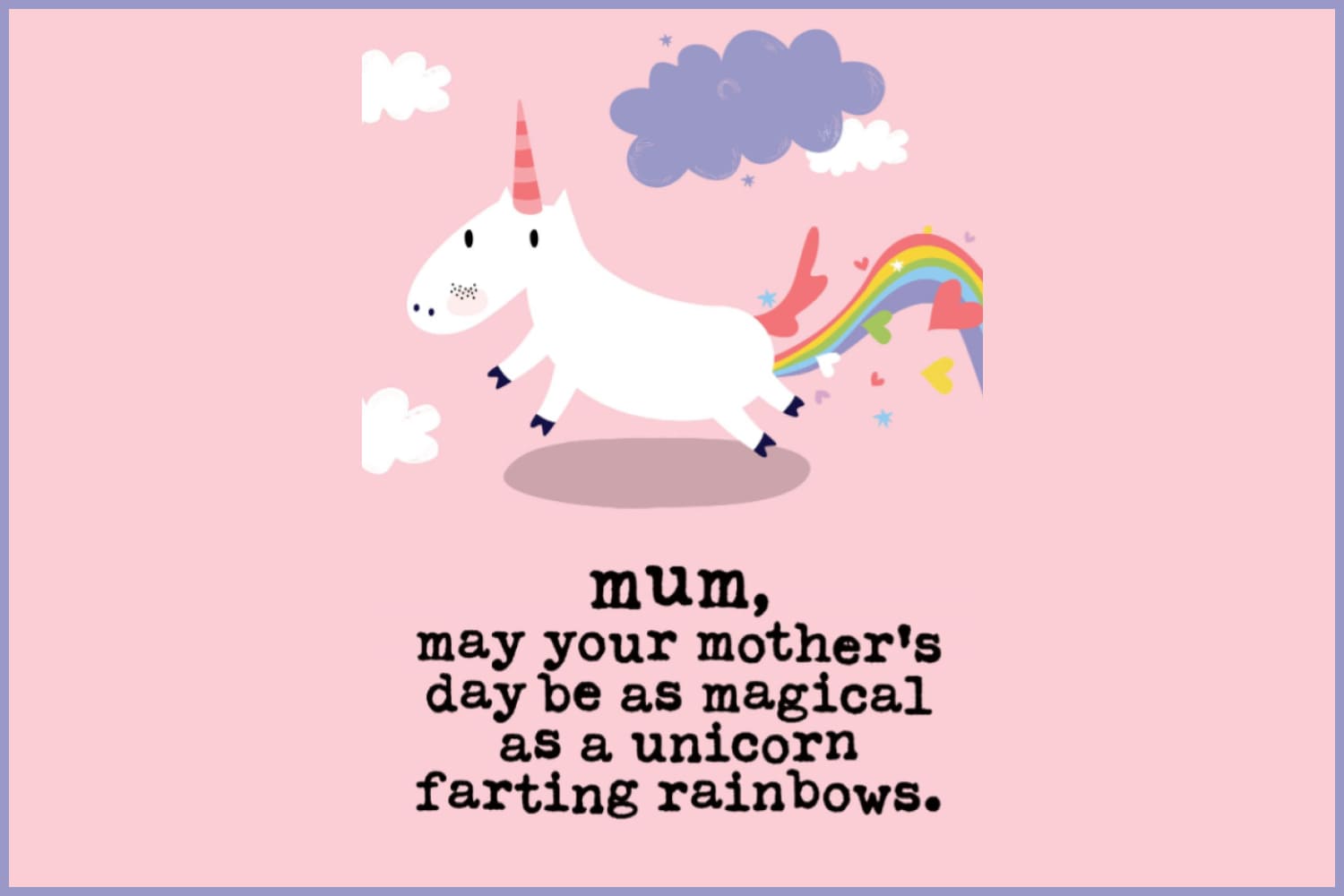 Image of white cute unicorn with cute text.