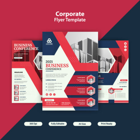 3 Corporate Flyer Design Template cover image.