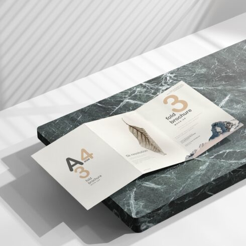 A4 Size Tri-Fold Brochure Mockup cover image.