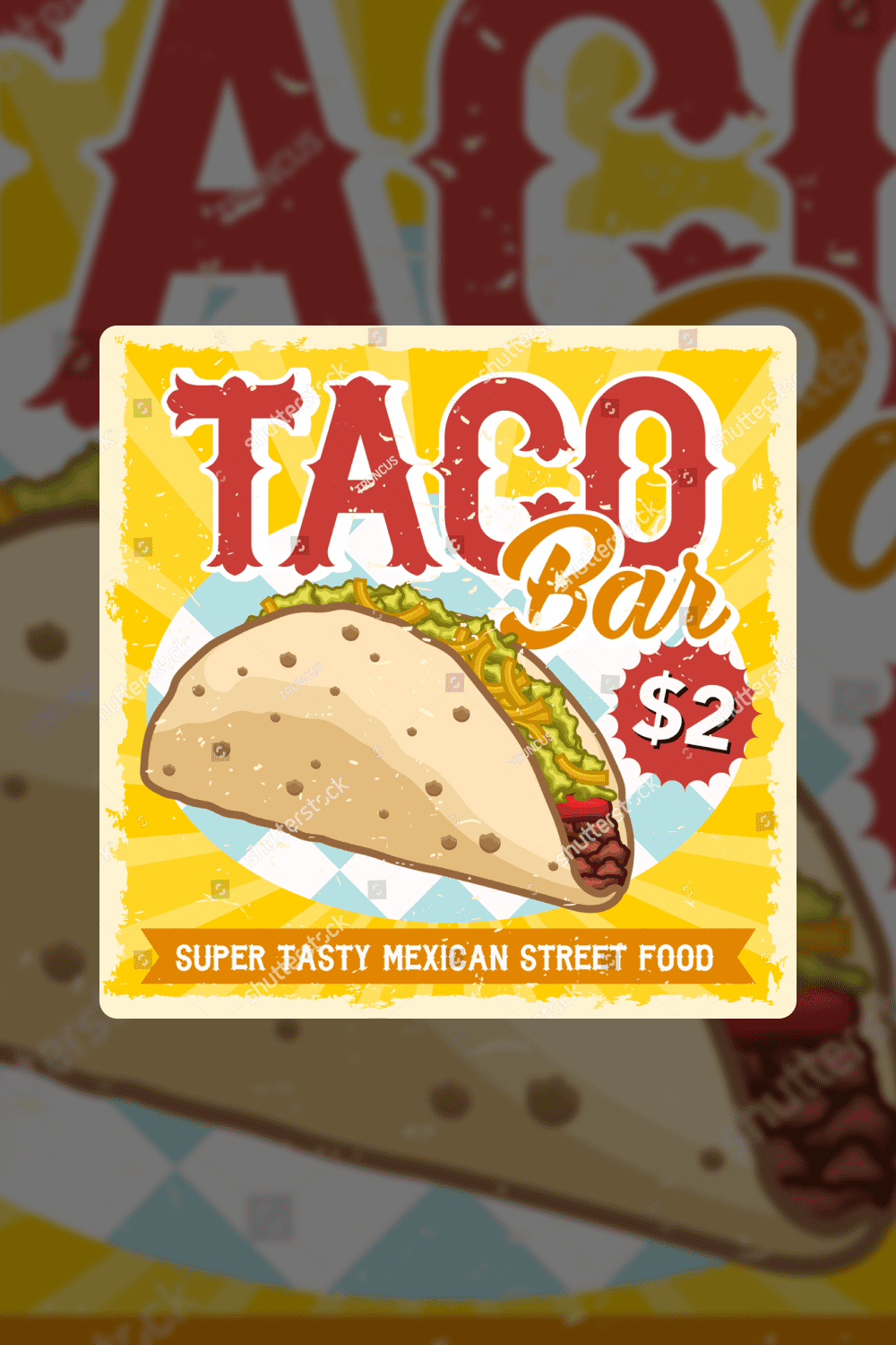 vintage fast food taco poster with tagline stock vector illustration.