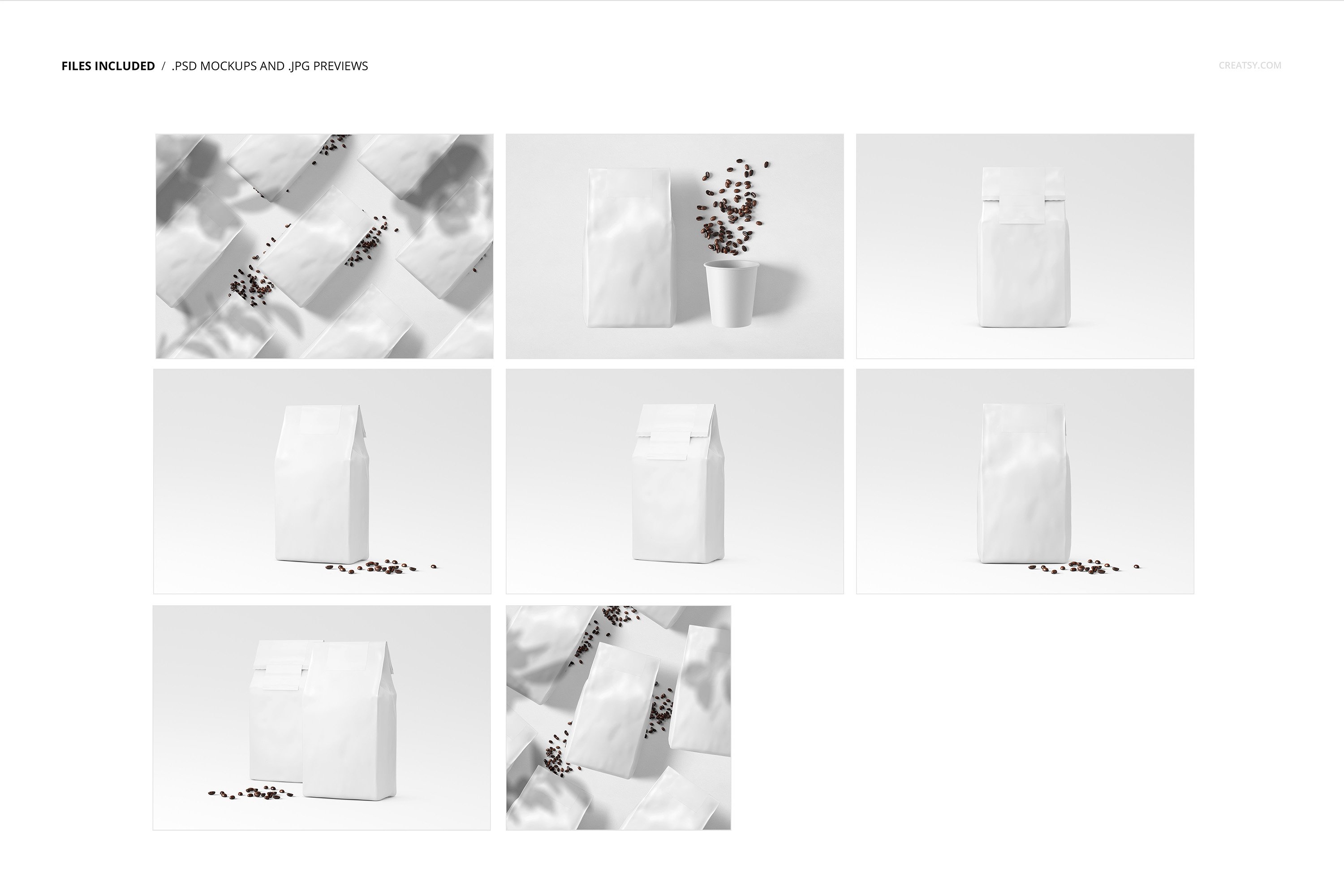 Paper Coffee Bag Mockup Set preview image.