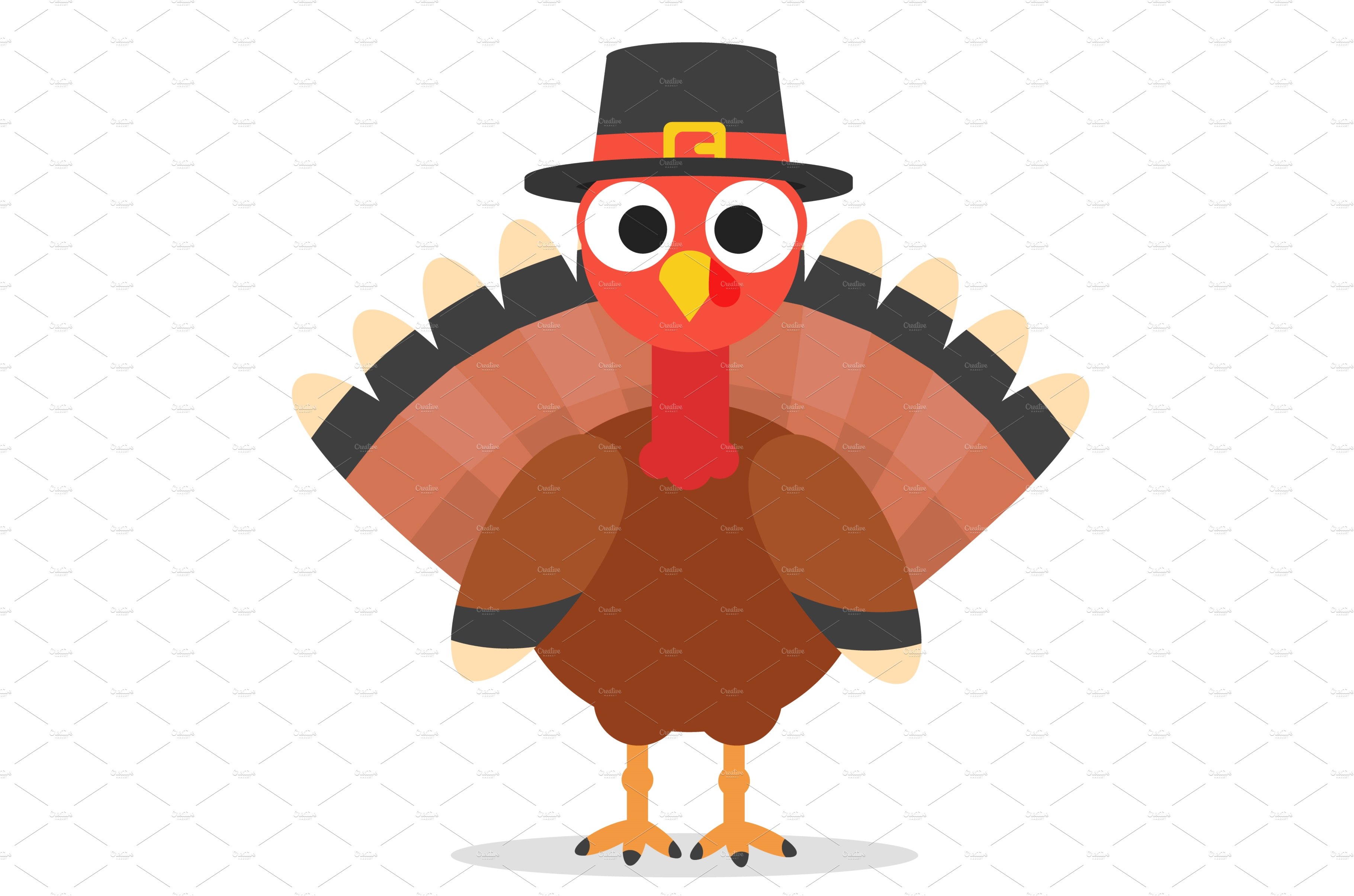 Turkey bird in a hat stands on a cover image.