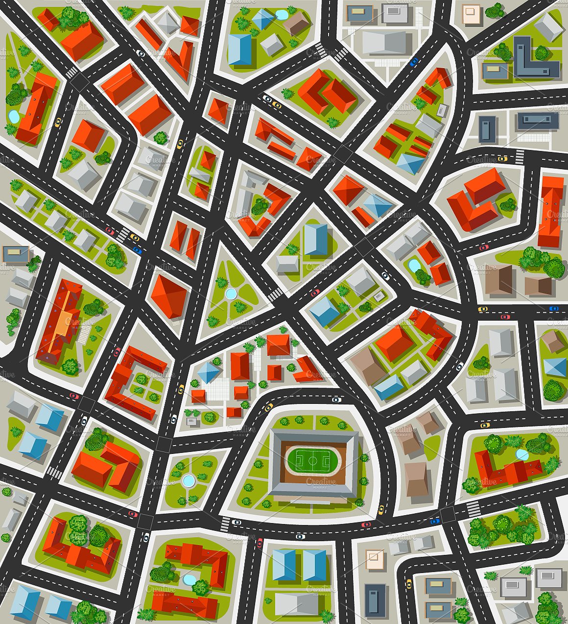 City  plan top view cover image.