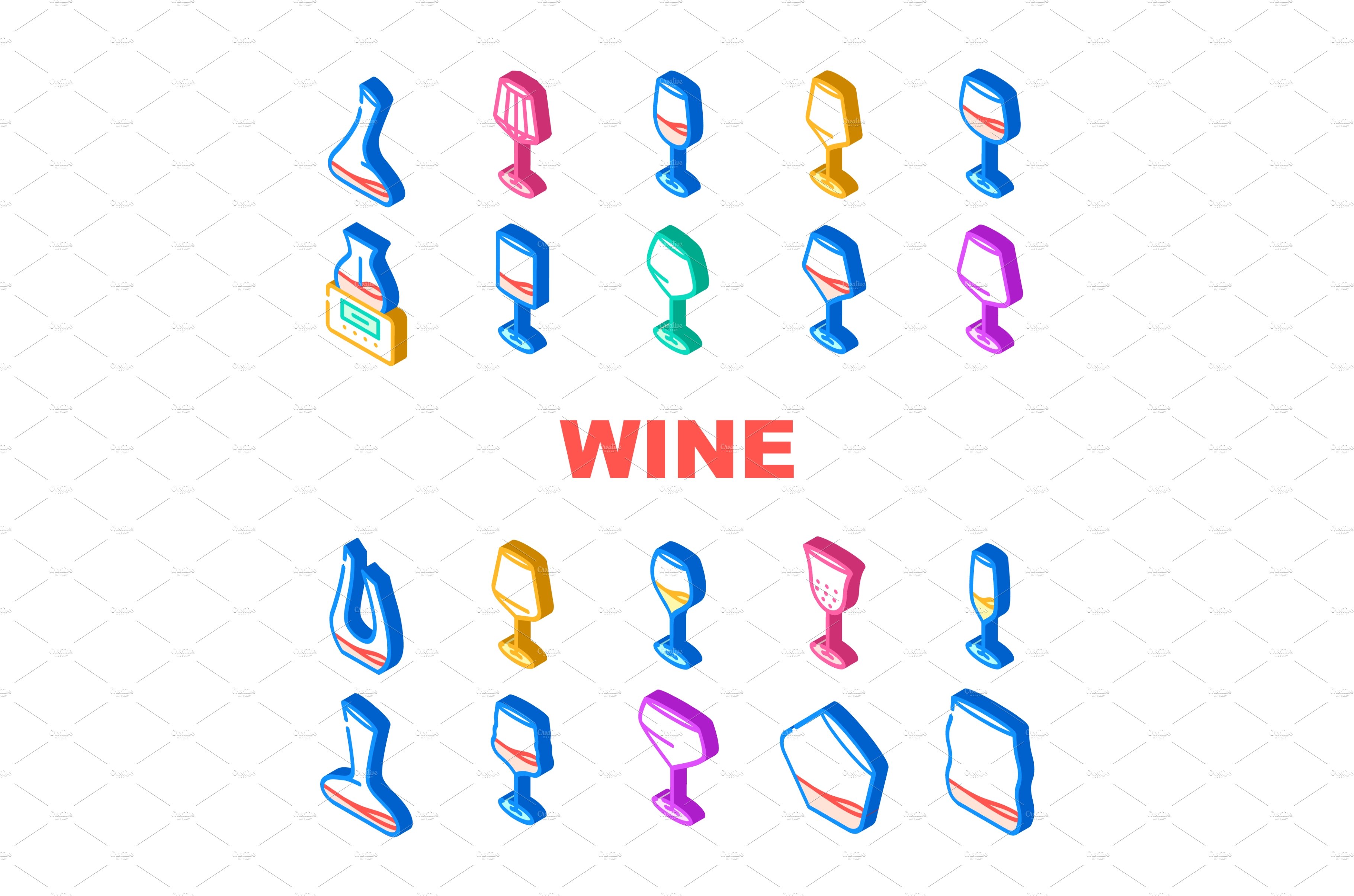 glass wine red wineglass drink icons cover image.