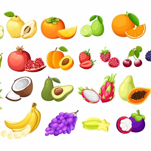 Big set of different fruits exotic cover image.