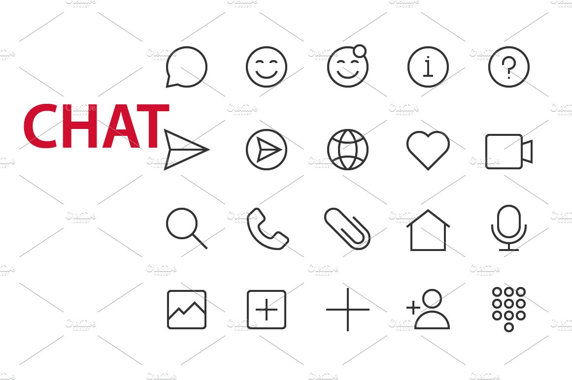 20 Chat UI icons cover image.