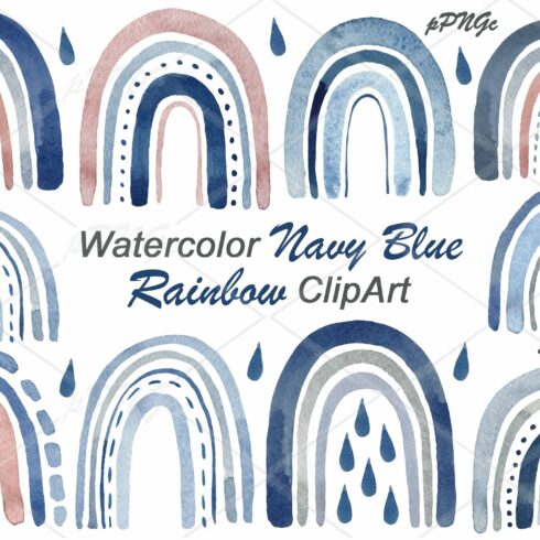 Watercolor Navy Blue Rainbows cover image.