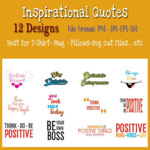 Inspirational Quotes : Motivational Quotes -SVG Cut File – Bundle- Sublimation Bundle cover image.