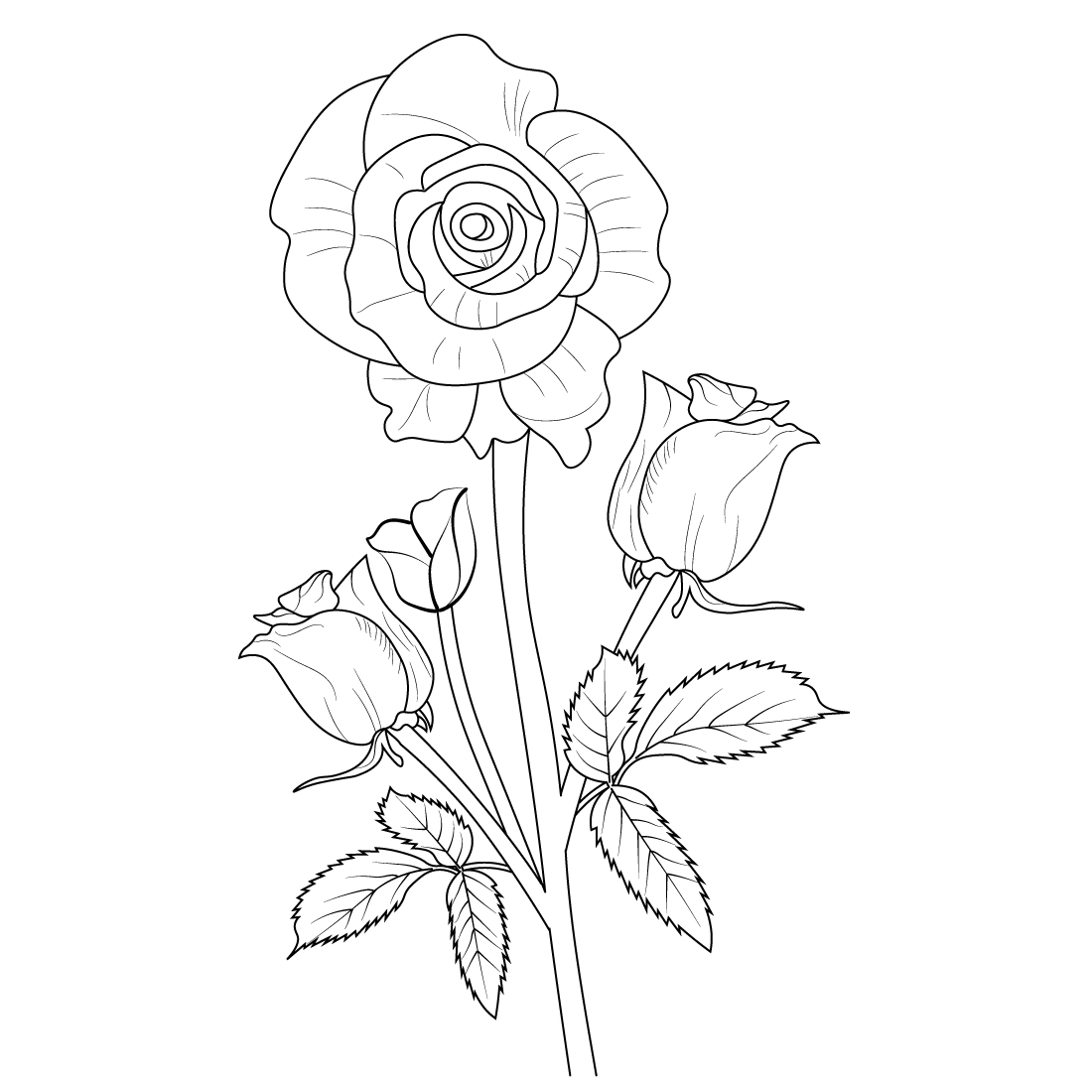 rose flower drawing for kids, pencil rose drawing for kids, flower ...