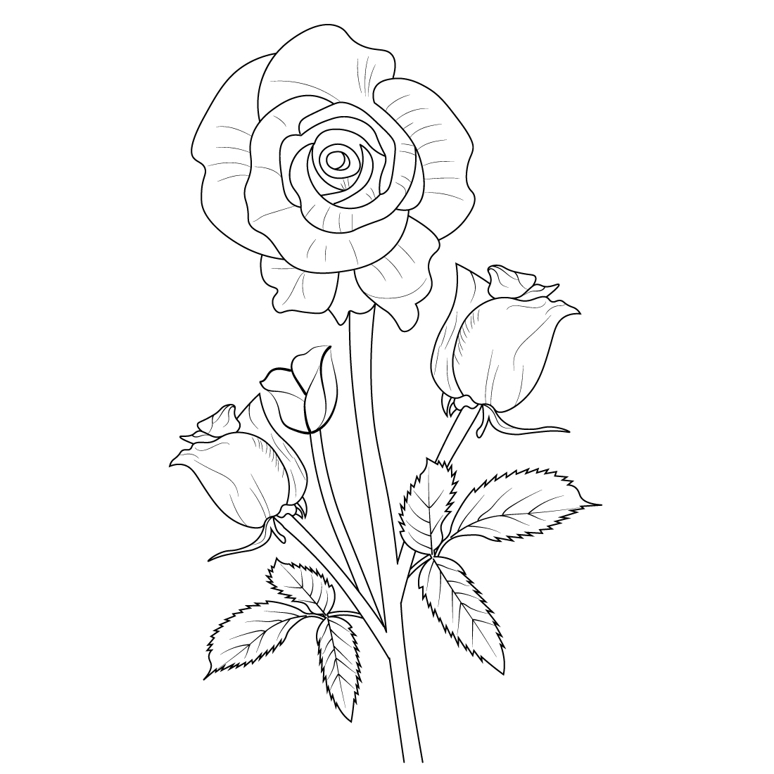 rose flower drawing for kids, pencil rose drawing for kids, flower rose ...
