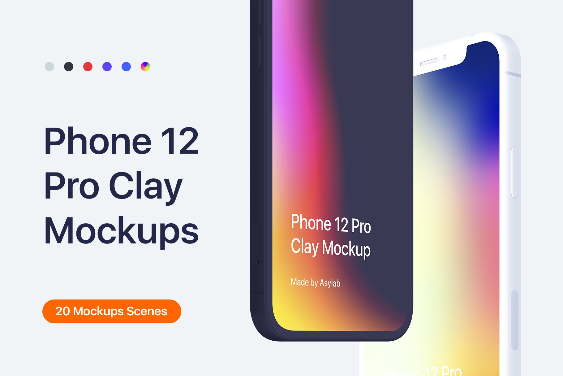 Phone 12 Pro - 20 Clay Mockups cover image.