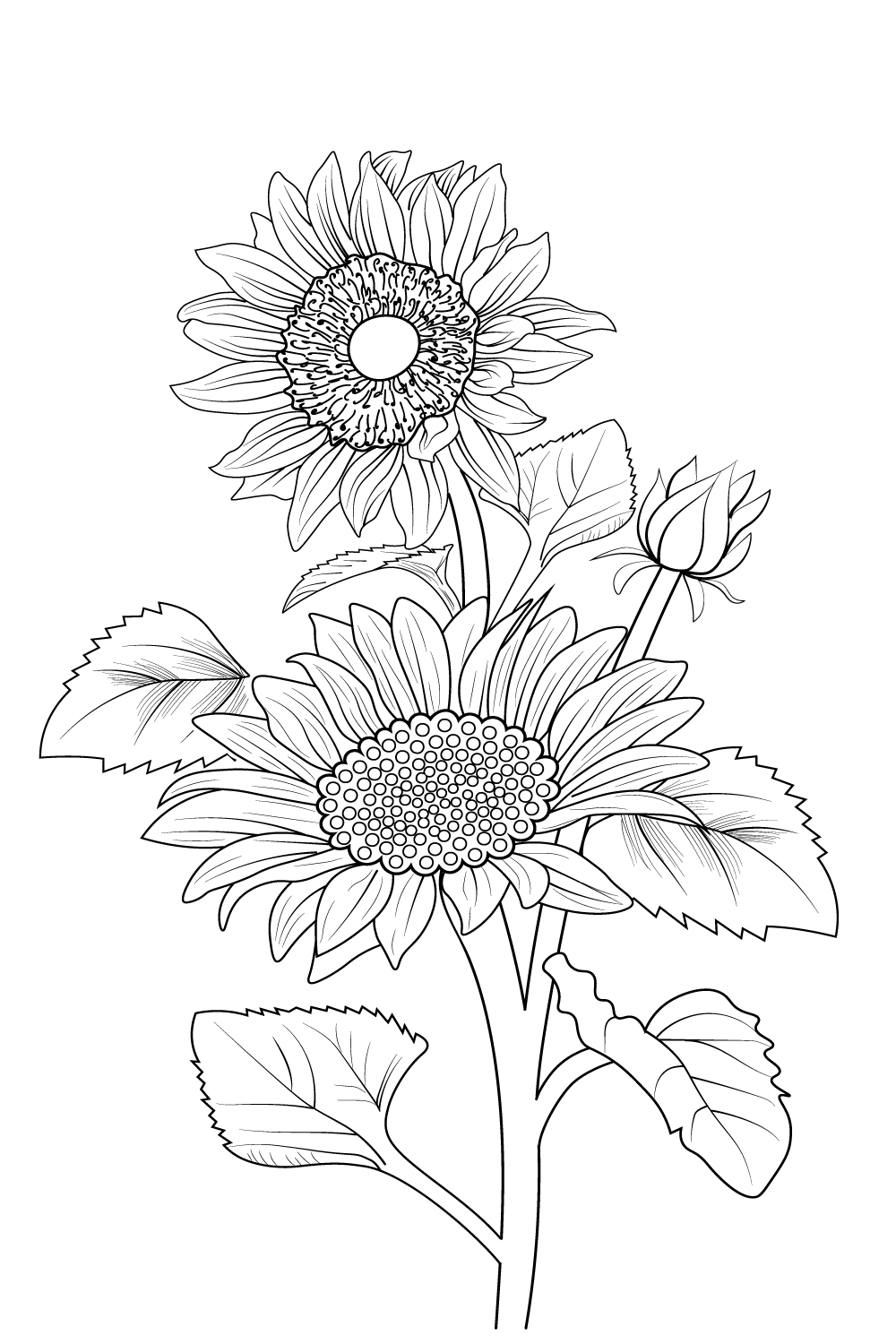 sunflower, sunflower drawing, sunflower drawing for kids, small sunflower drawing for kids, small sunflower drawing tattoo, sunflower tattoo black and white, black and white vintage sunflower tattoo, realistic black and grey sunflower tattoo, pinterest preview image.