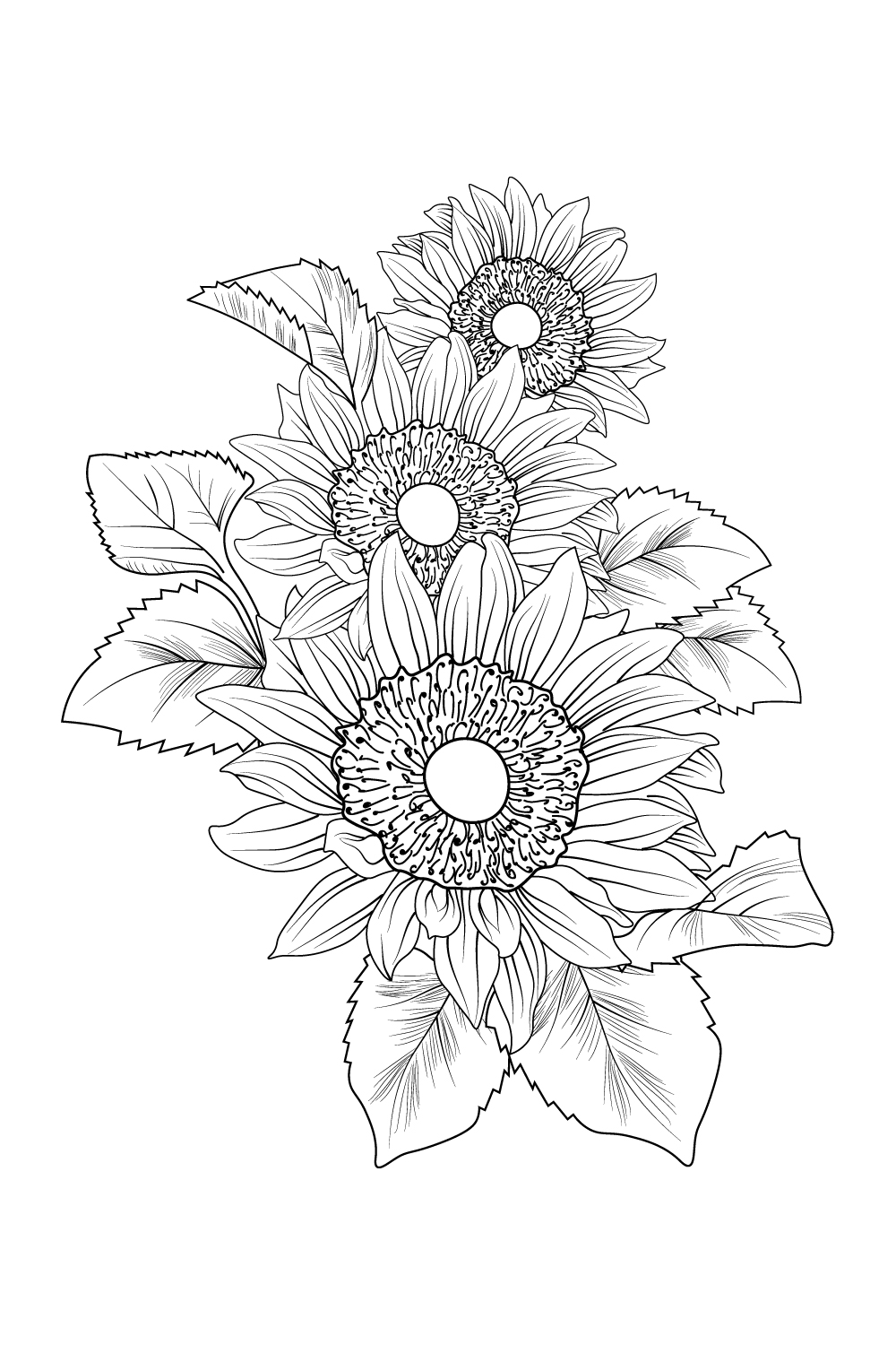 Outline Sunflower Tattoo Drawing Line