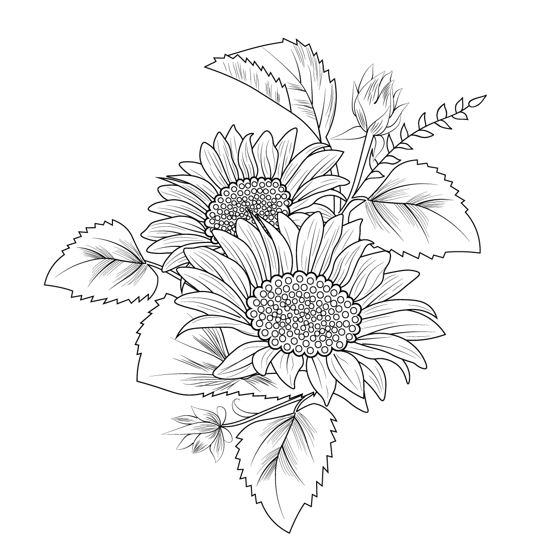 sunflower tattoo black and white, sunflower tattoo black, sunflower tattoo design, outline sunflower tattoo drawing, simple sunflower tattoo stencil, unique sunflower tattoo design, drawing unique sunflower tattoo design - MasterBundles
