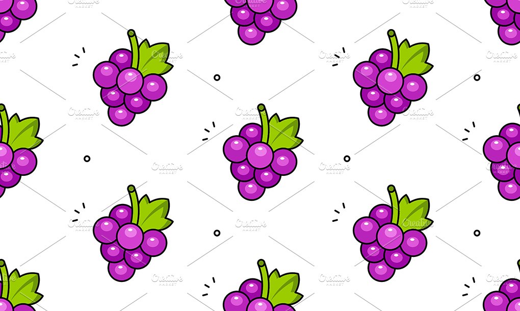 Grapes seamless pattern preview image.