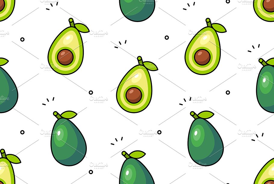 Avocado seamless pattern preview image.