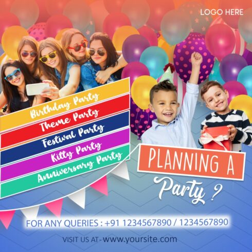 Theme Party Social Media Creative Template cover image.