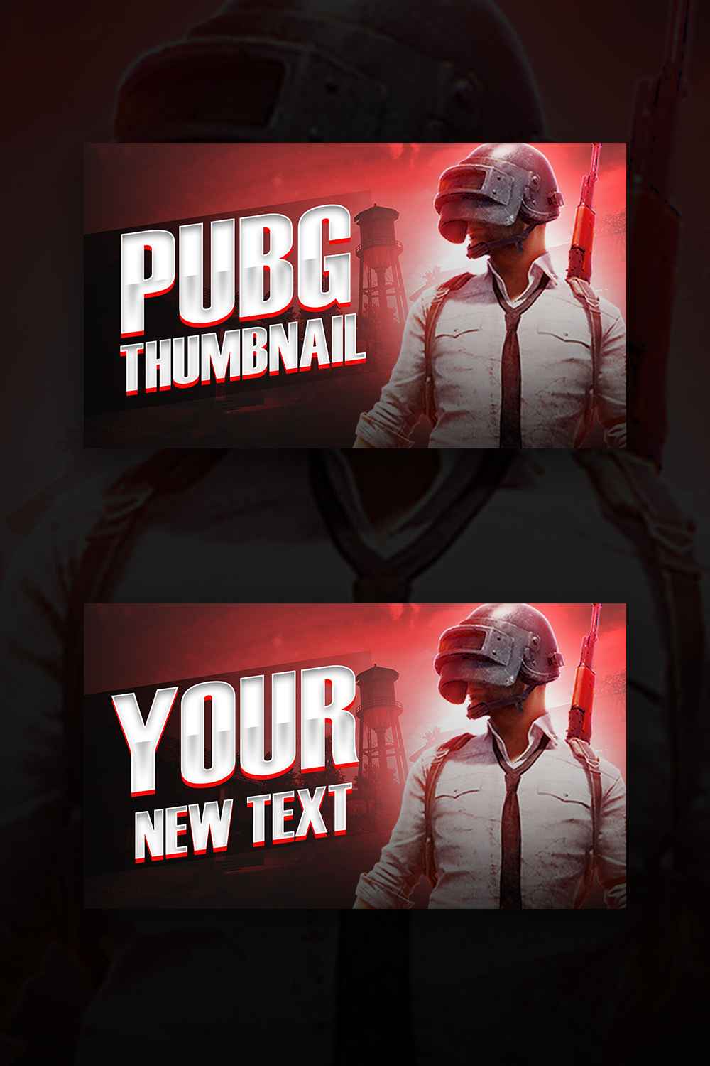 Red PUBG thumbnail for streamers pinterest preview image.
