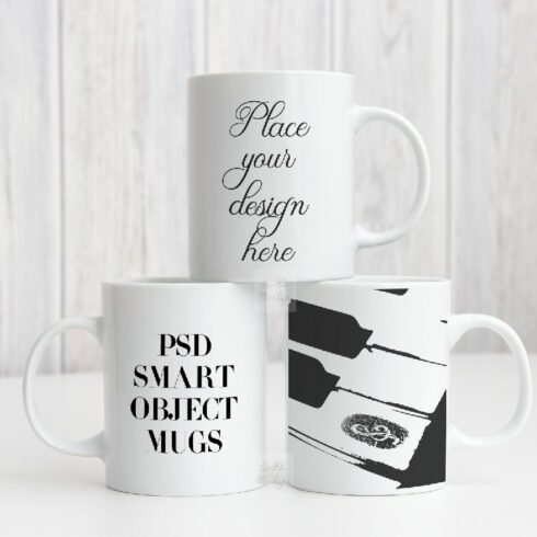 3 Coffee mug mockups three cups psd cover image.