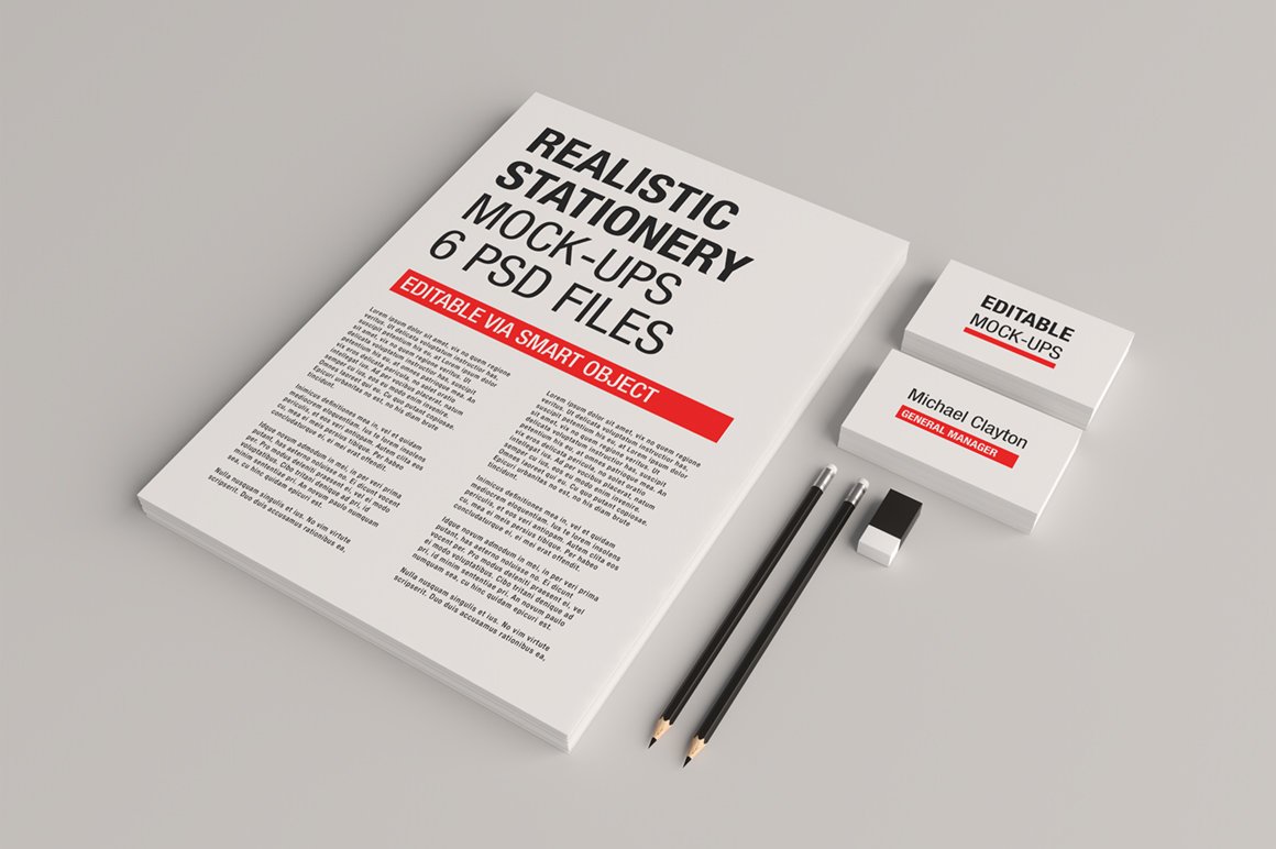 Realistic Stationery Mockup preview image.
