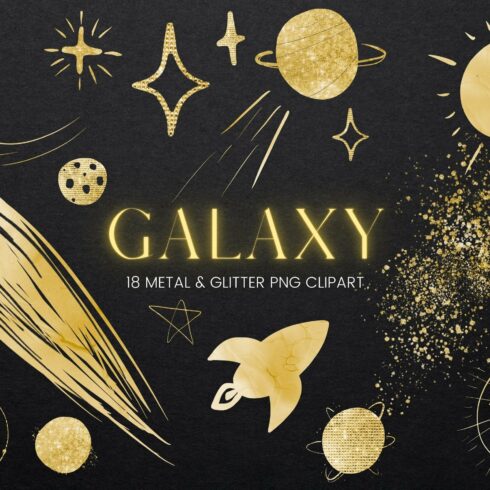 Gold Galaxy Clipart cover image.