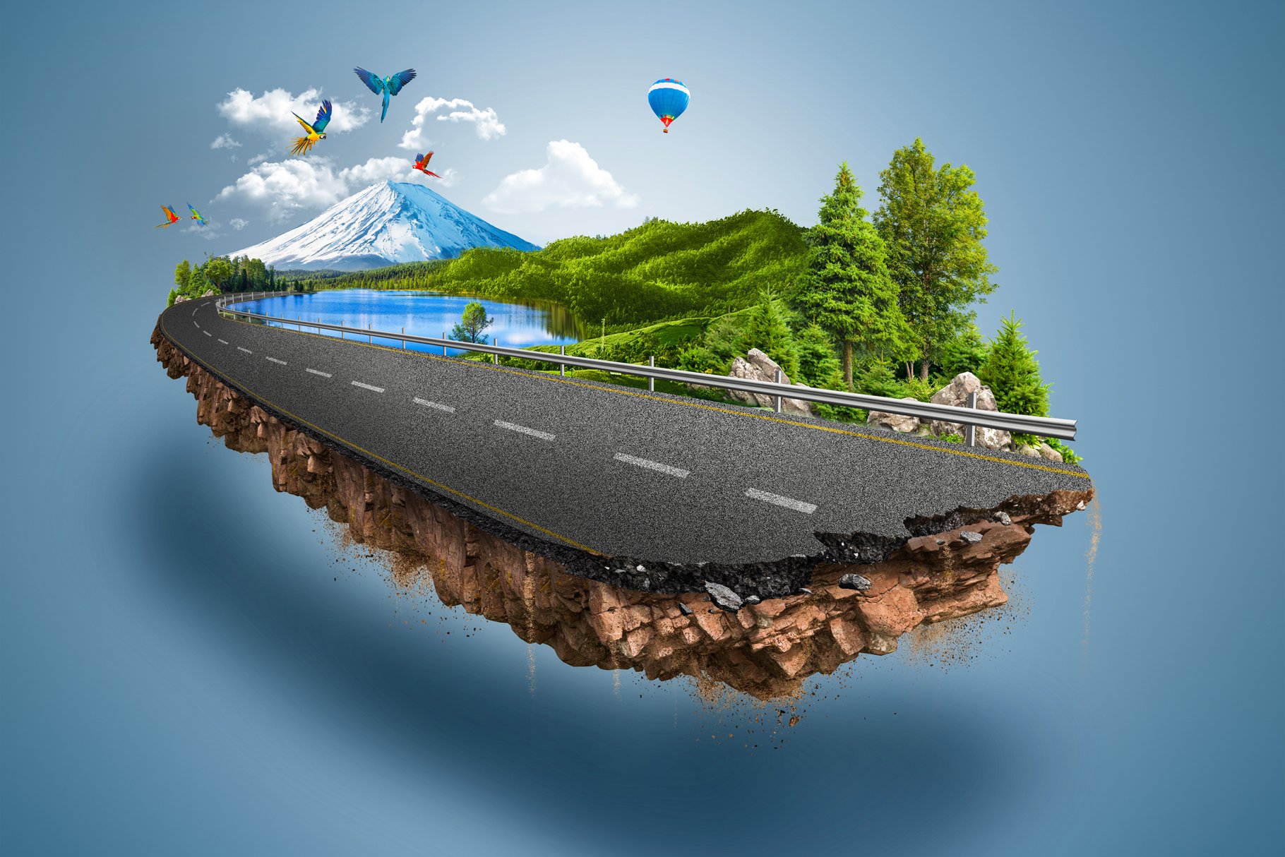 Green highway road isolated cover image.