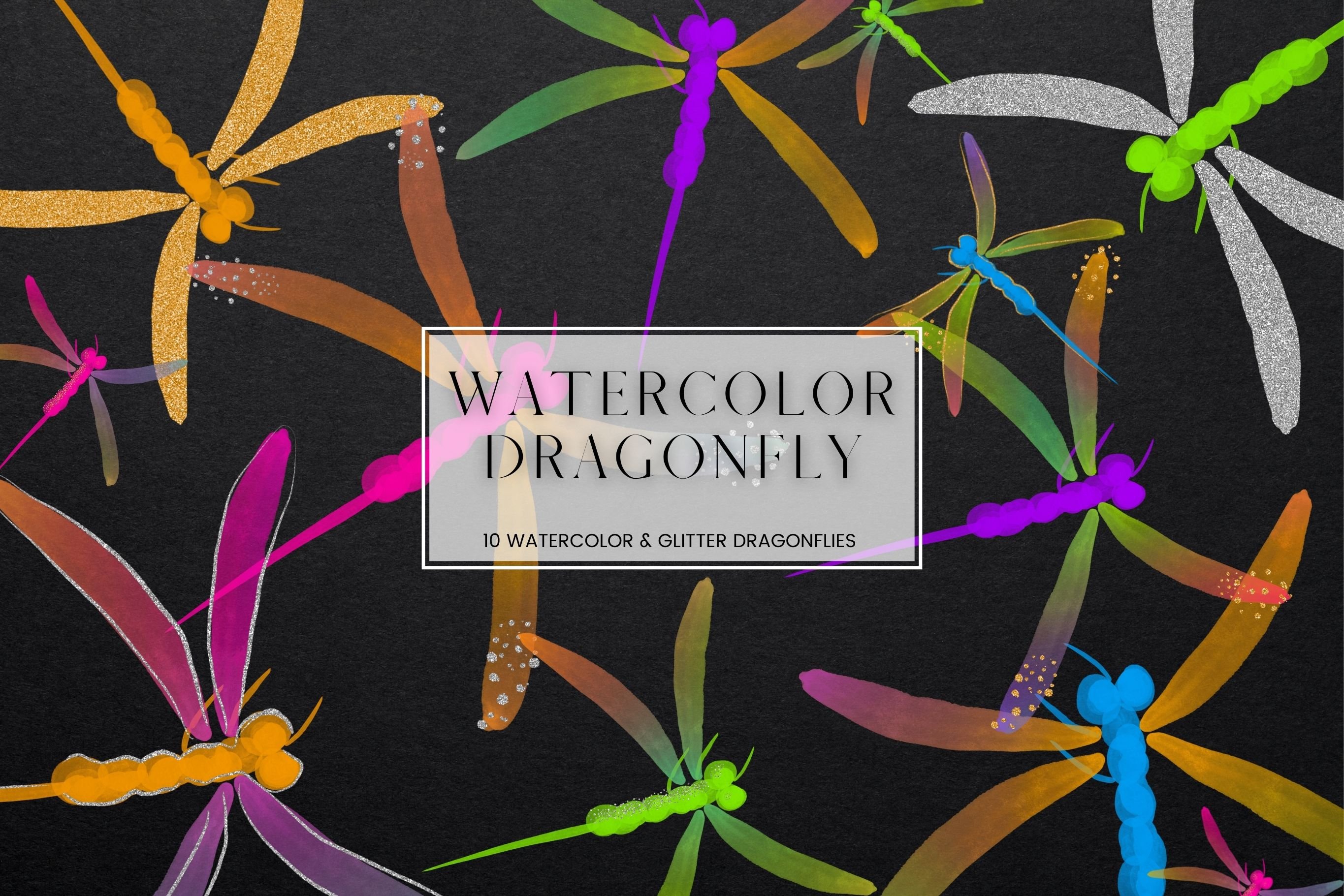 Watercolour Dragonfly Clip Art cover image.