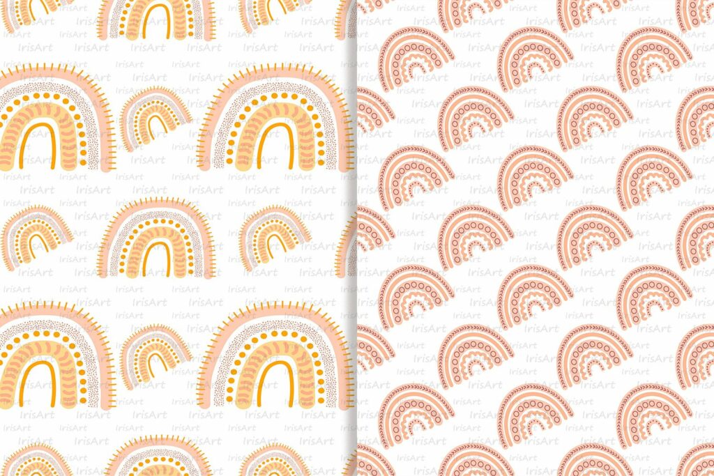Boho Rainbow Clipart & Patterns – MasterBundles