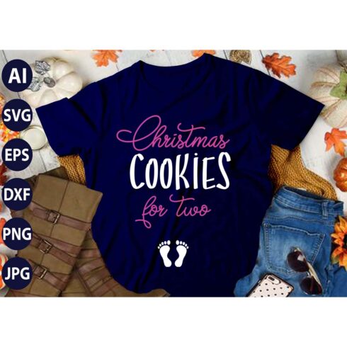 Christmas Cookies For Two, SVG T-Shirt Design |Christmas Retro It's All About Jesus Typography Tshirt Design | Ai, Svg, Eps, Dxf, Jpeg, Png, Instant download T-Shirt | 100% print-ready Digital vector file cover image.