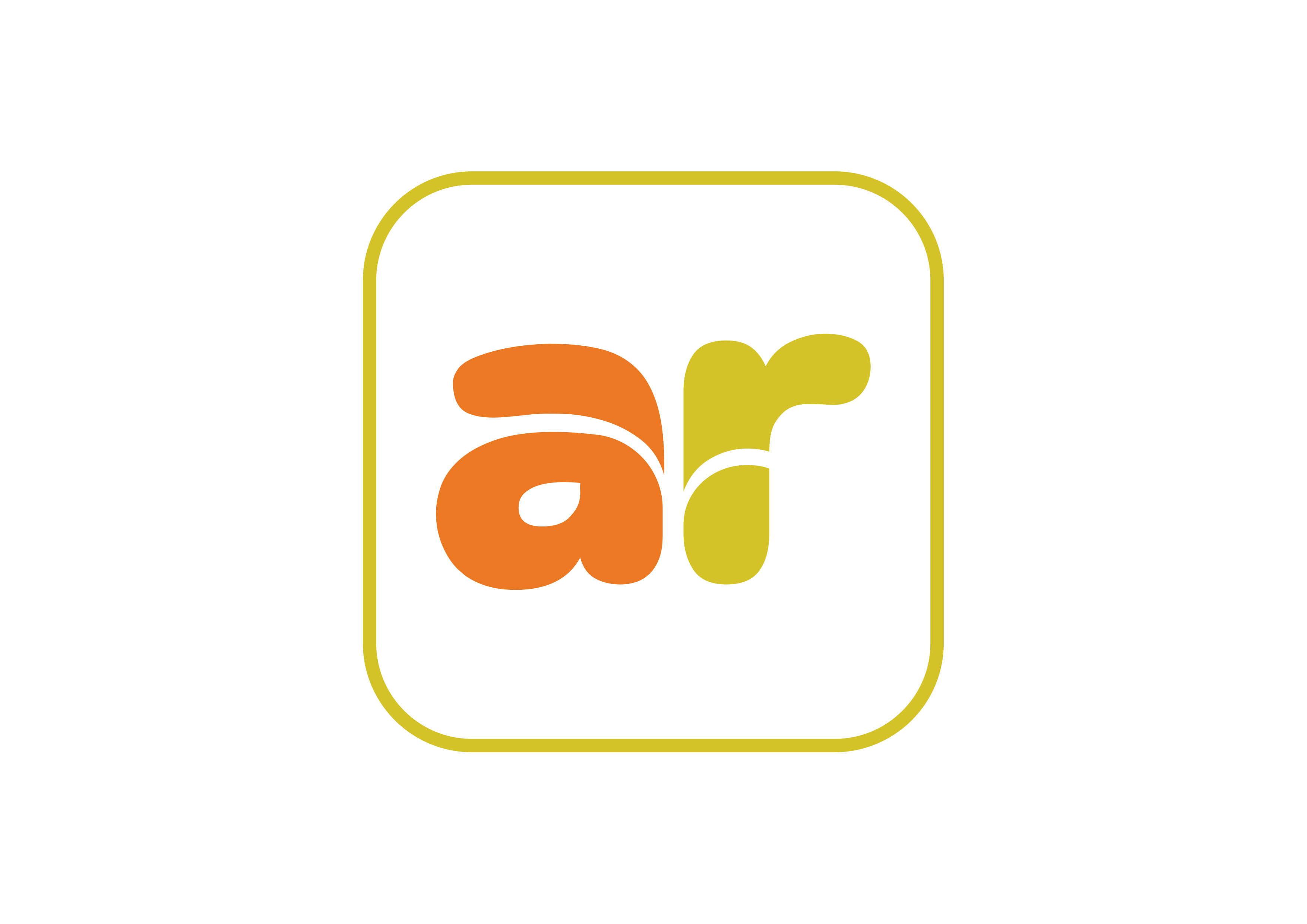 Orange and yellow logo with the letter ar.