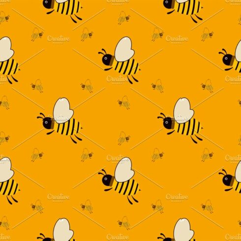 Vector seamless pattern with bees cover image.