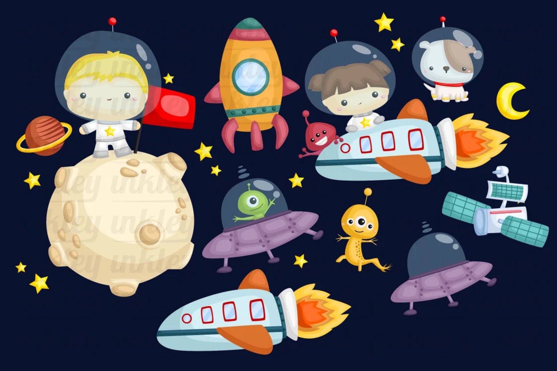 Galaxy and Space Clipart preview image.