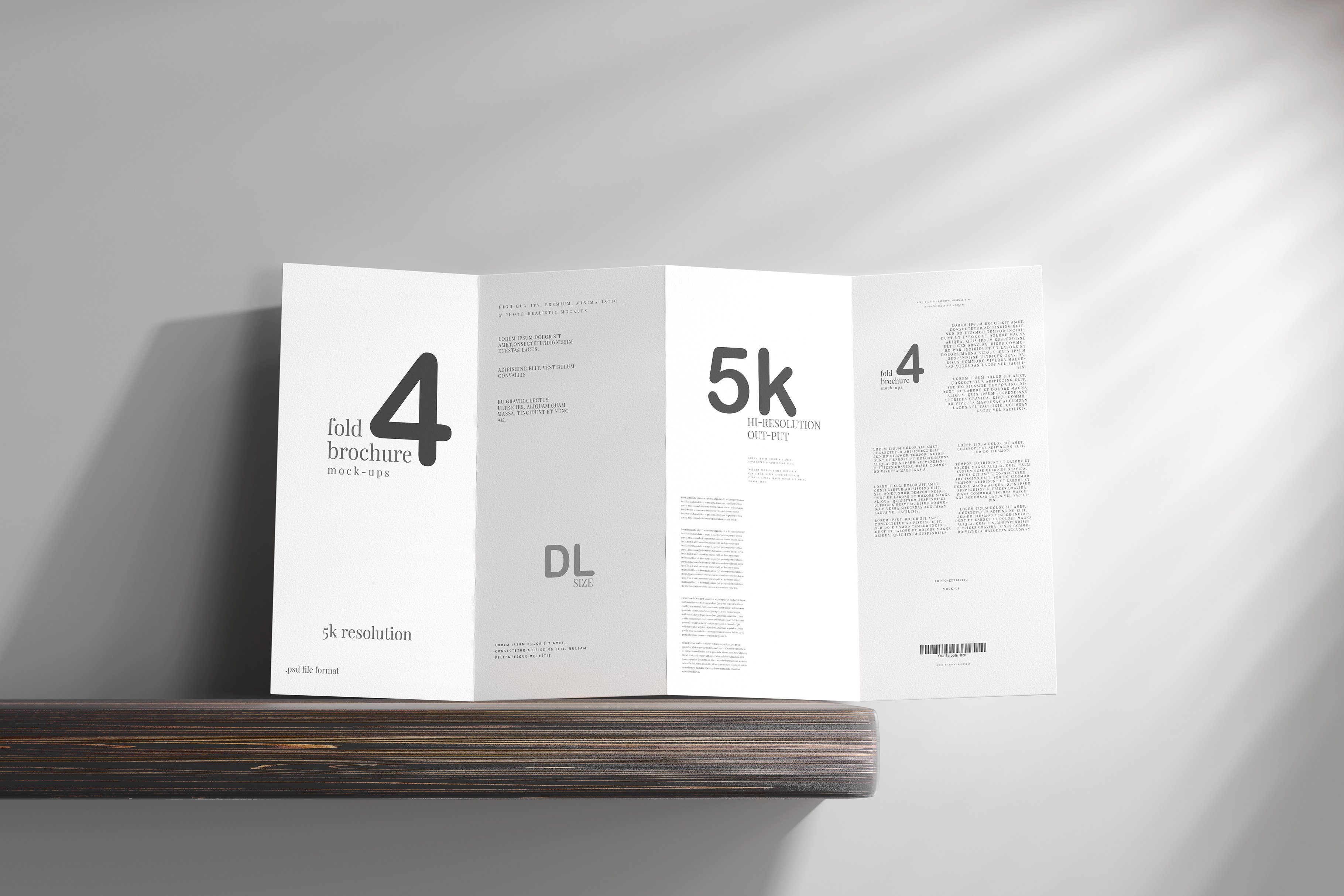DL Size Four-Fold Brochure Mockup cover image.