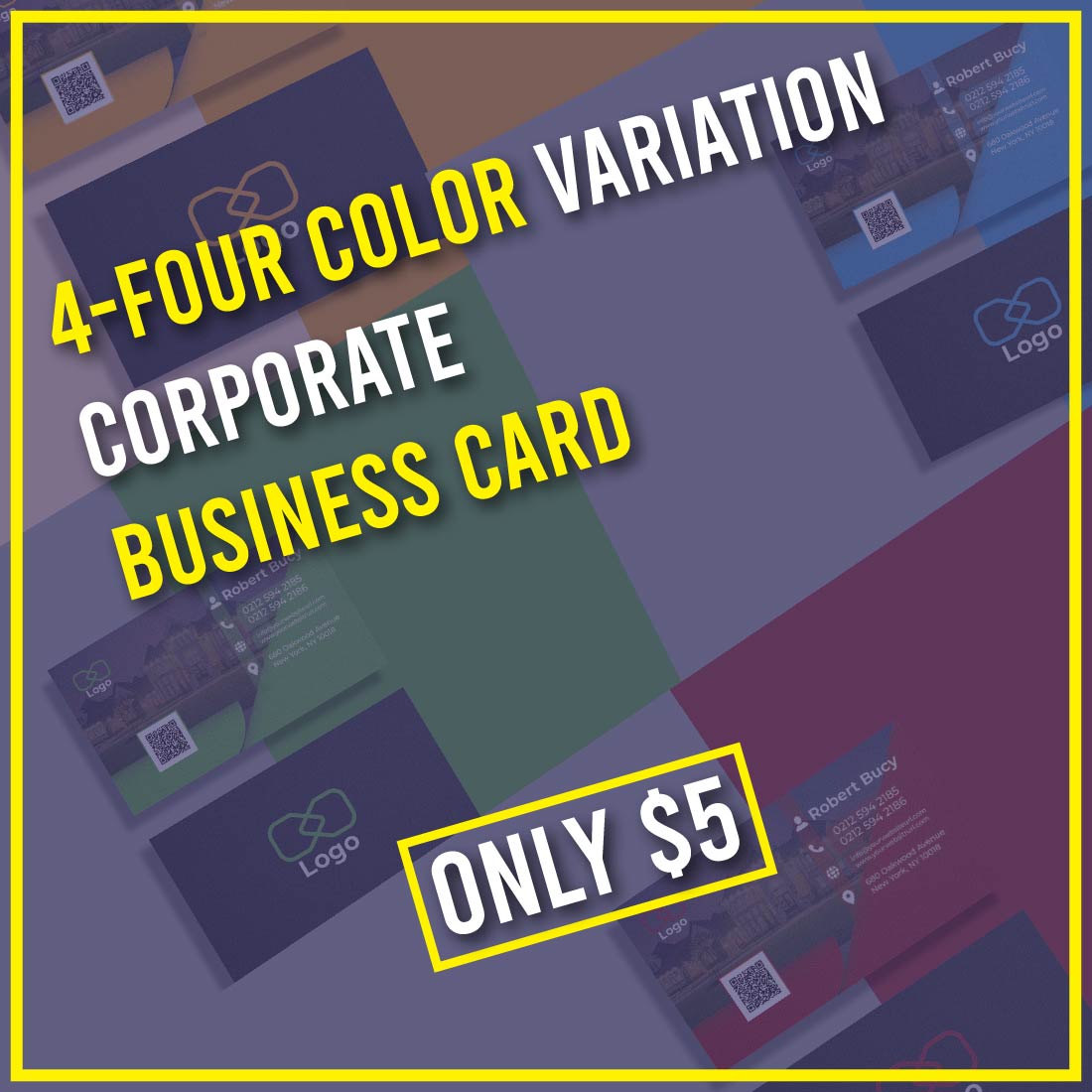 4-Four cover variation corporate Business Card design template minimal & modern -only-$5 preview image.