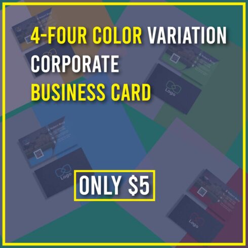 4-Four cover variation corporate Business Card design template minimal & modern -only-$5 cover image.