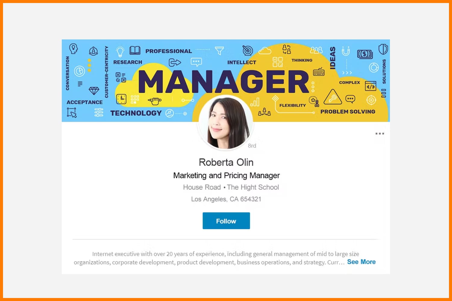 Linkedin banner for manager with photo.