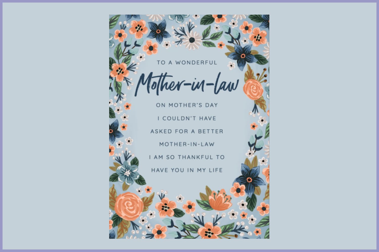 Image of a postcard with flowers and text in the center of the postcard.