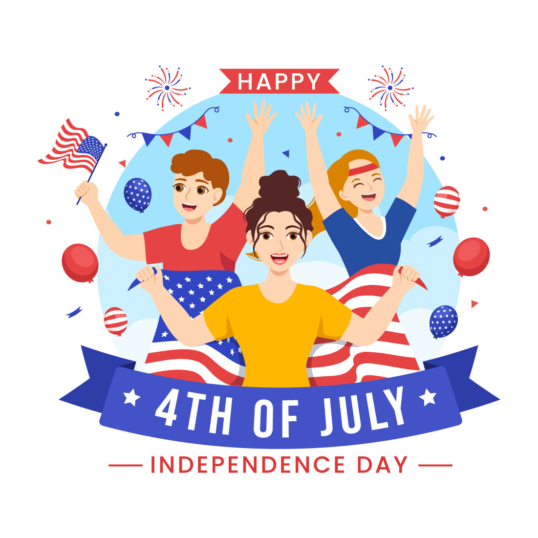 4th of July Independence Day USA Illustration cover image.