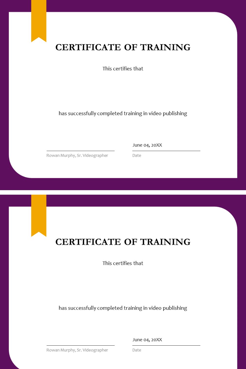 Certificate of training powerpoint presentation template pinterest preview image.