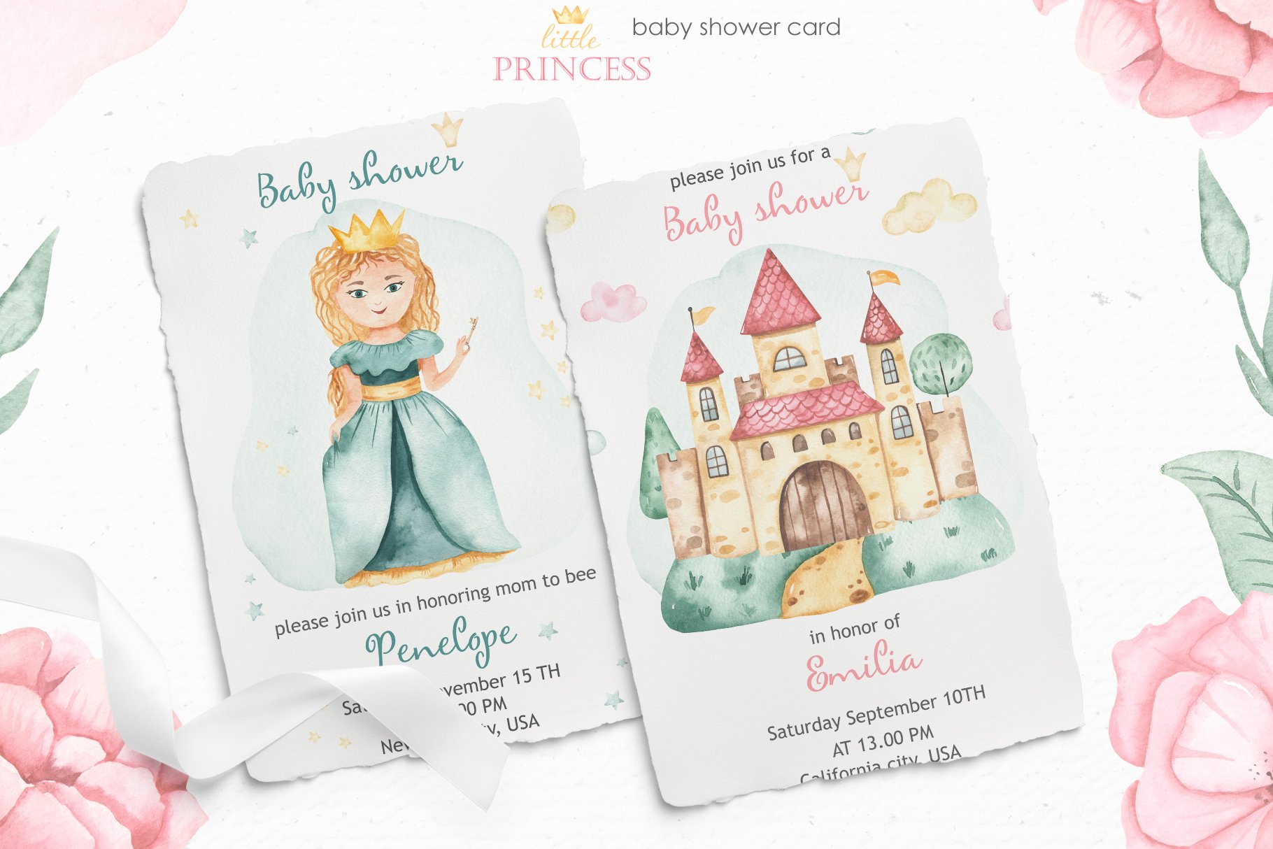 4 watercolor little princess childrens collection baby shower 11