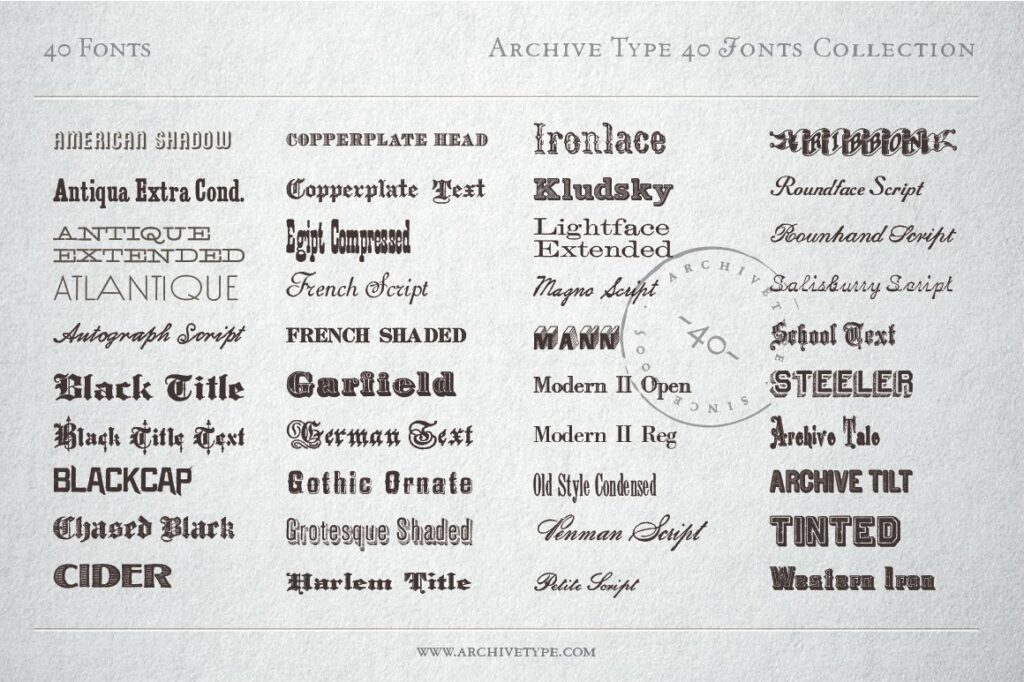40 Archive Fonts Collection – MasterBundles