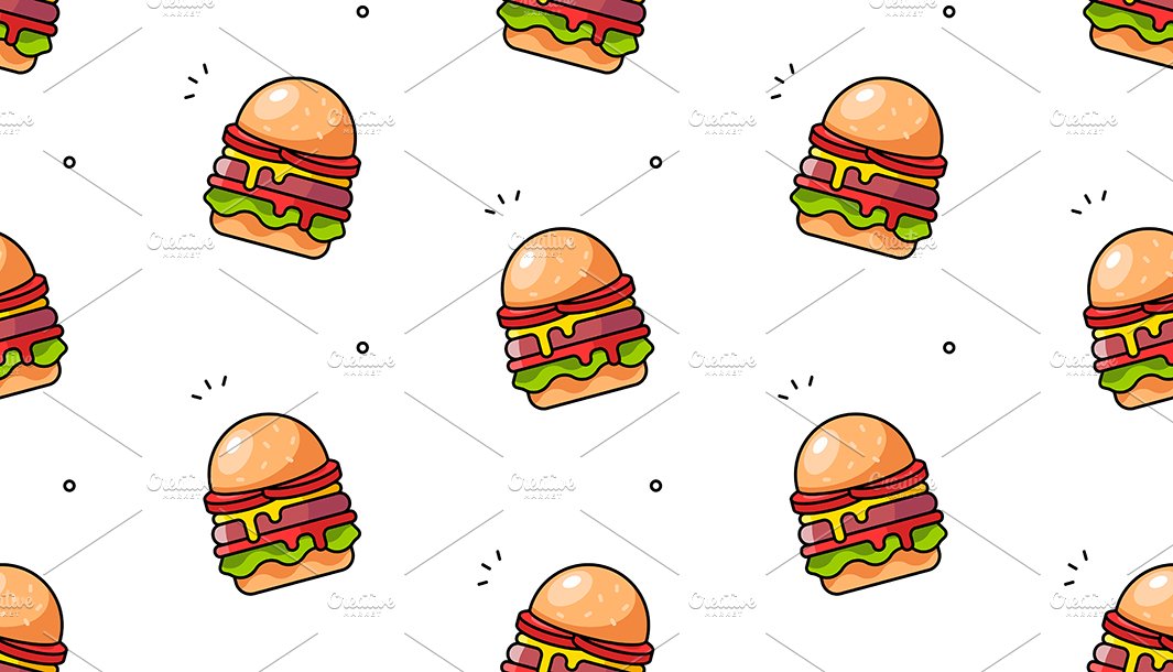 Hamburger seamless pattern preview image.
