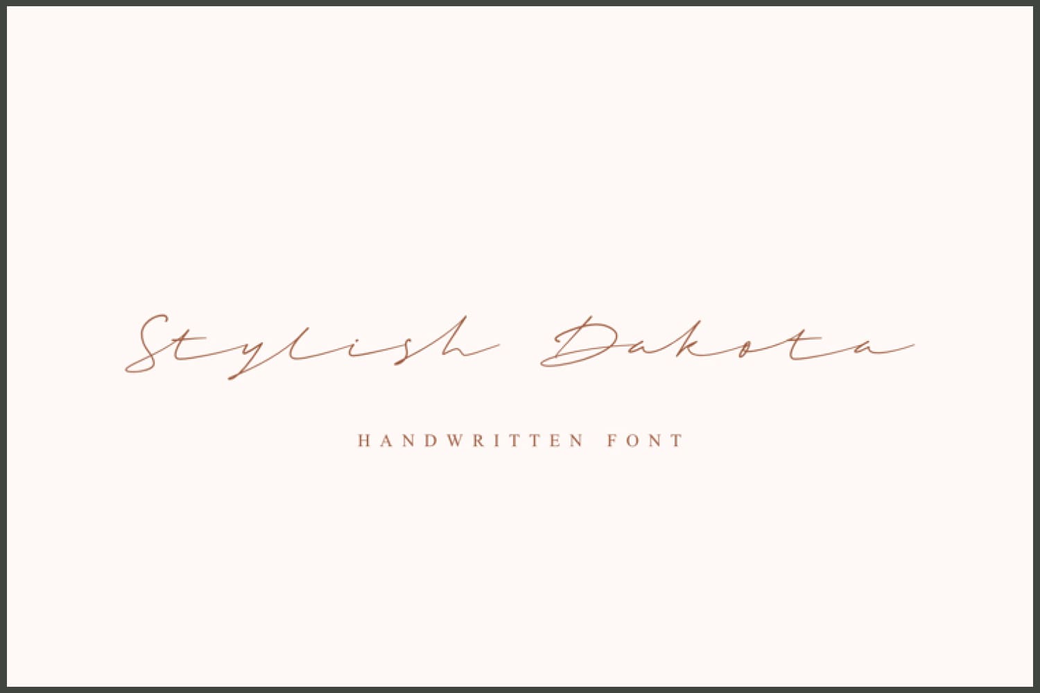 Brown handwritten text Stylish Dakota on a light background.
