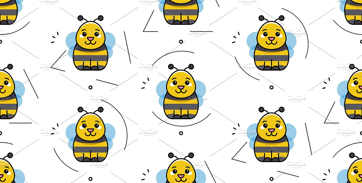 Seamless pattern with Bees preview image.