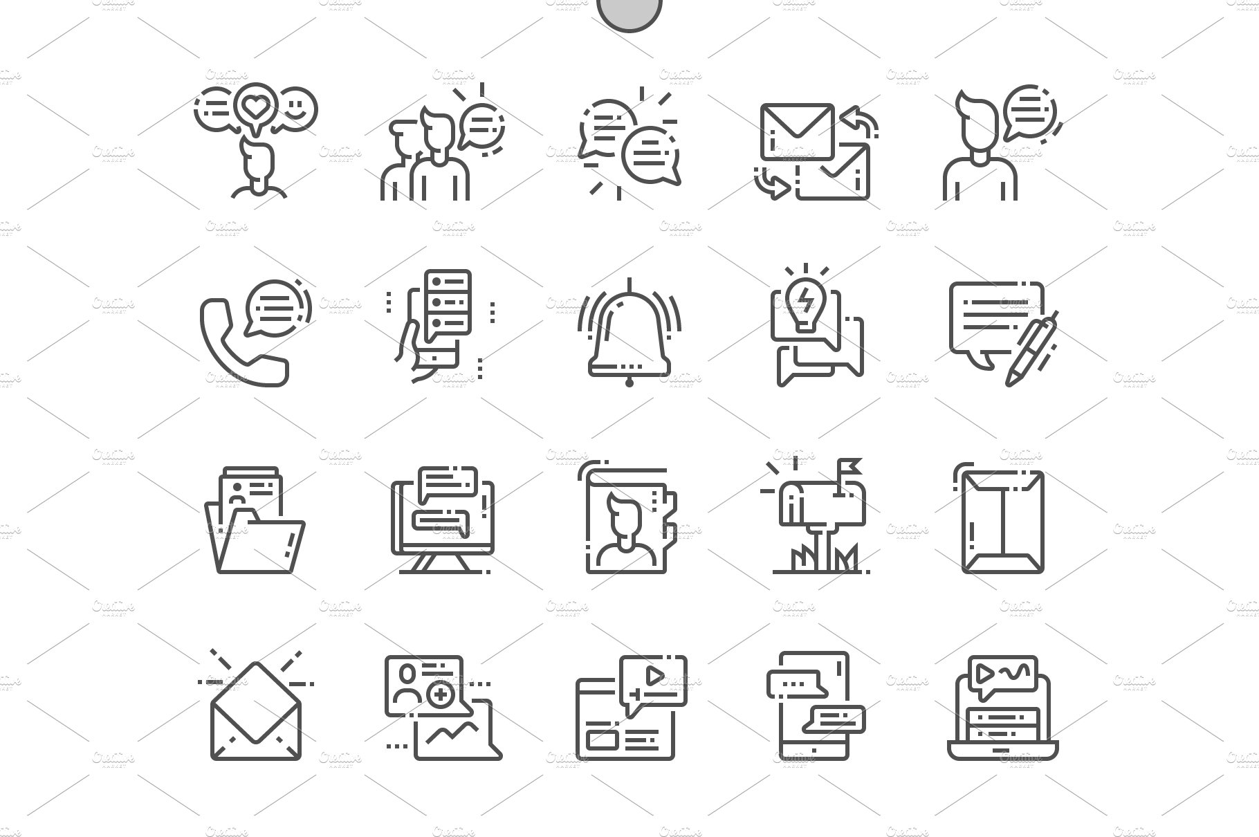 Dialogue assets Line Icons cover image.