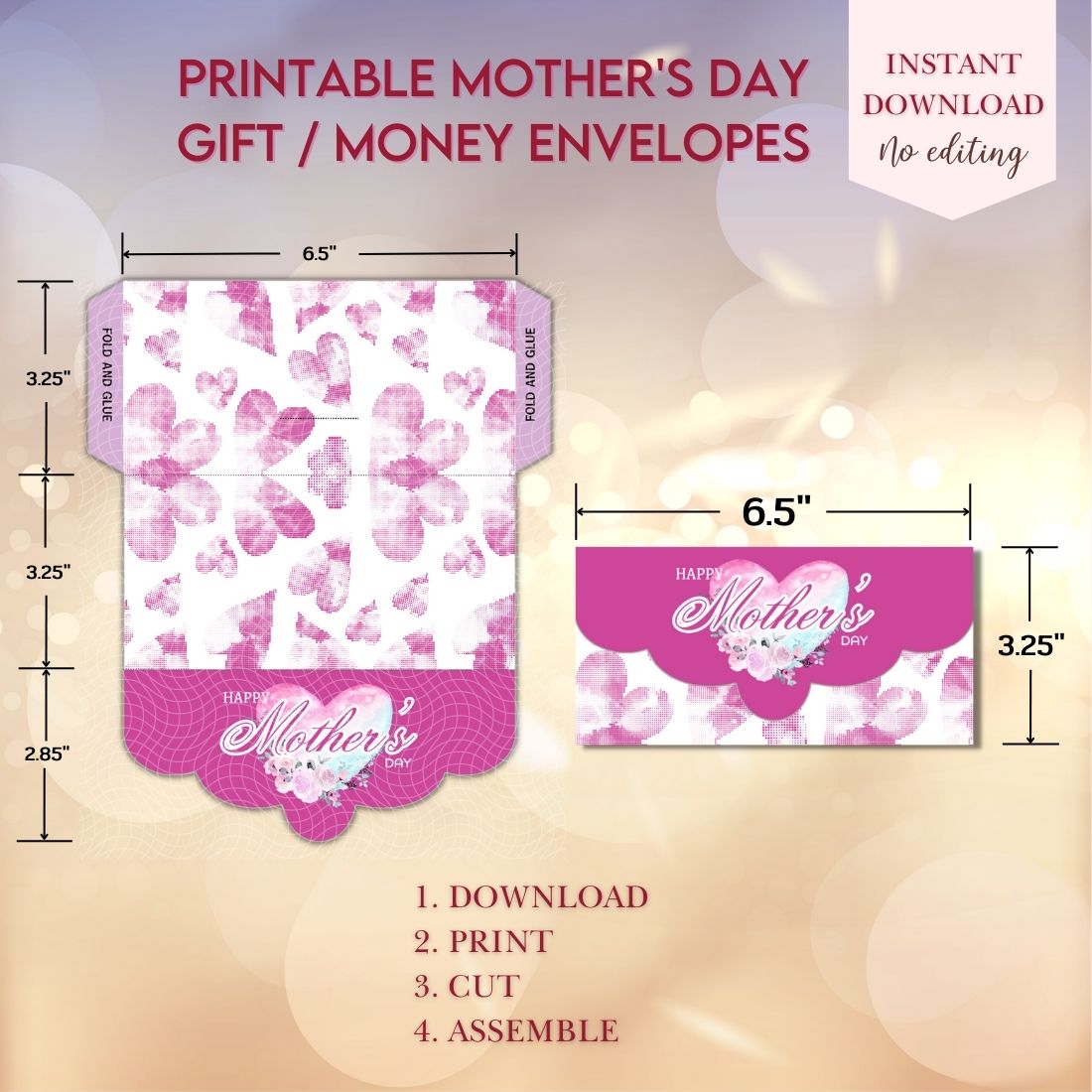 Printable Mother's Day Theme Gift Envelopes preview image.
