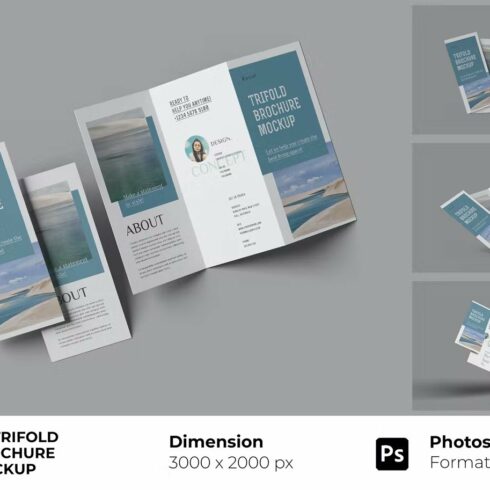 A4 Trifold Brochure Mockup cover image.