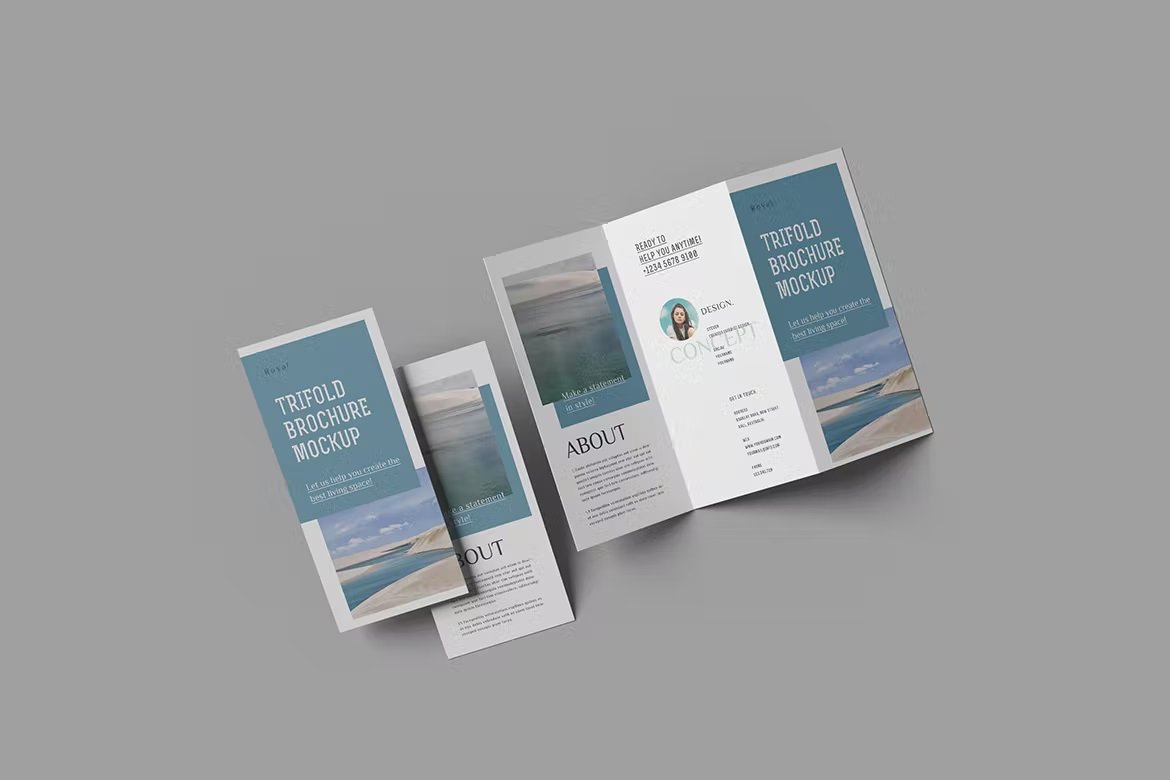 A4 Trifold Brochure Mockup preview image.
